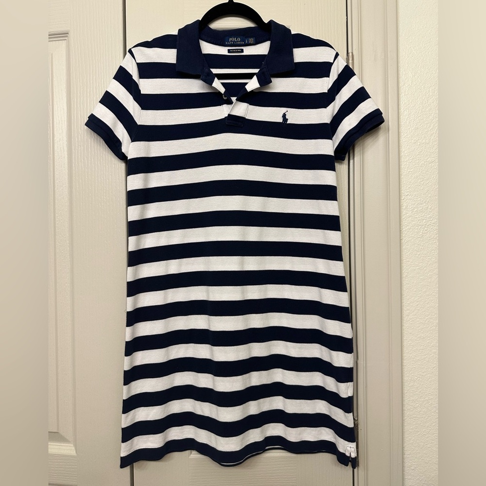 Polo Ralph Lauren Mesh Mini Striped Navy & White Dress, Size L